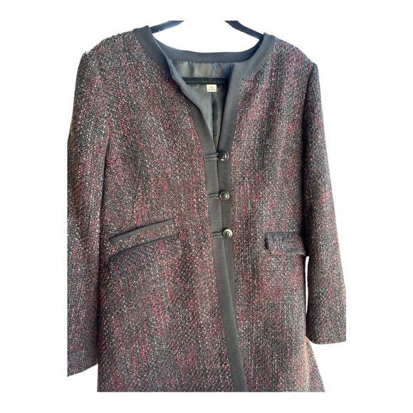 PENDELTON tweed coat jacket, size 16, black trim, 3 button closure, mainly black - Picture 6 of 10